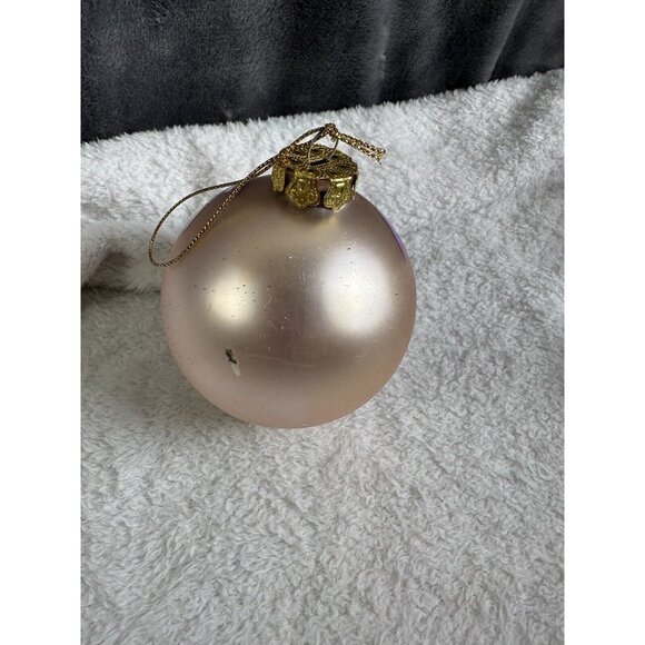 Hand painted Floral Glass Christmas Ornament Purple Gold Vtg Large Artist - Picture 6 of 8